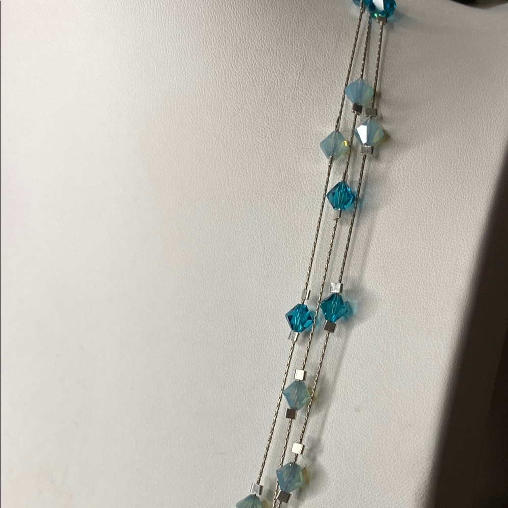10/$10 Blue crystal glass and Silver Necklace - Picture 2 of 4